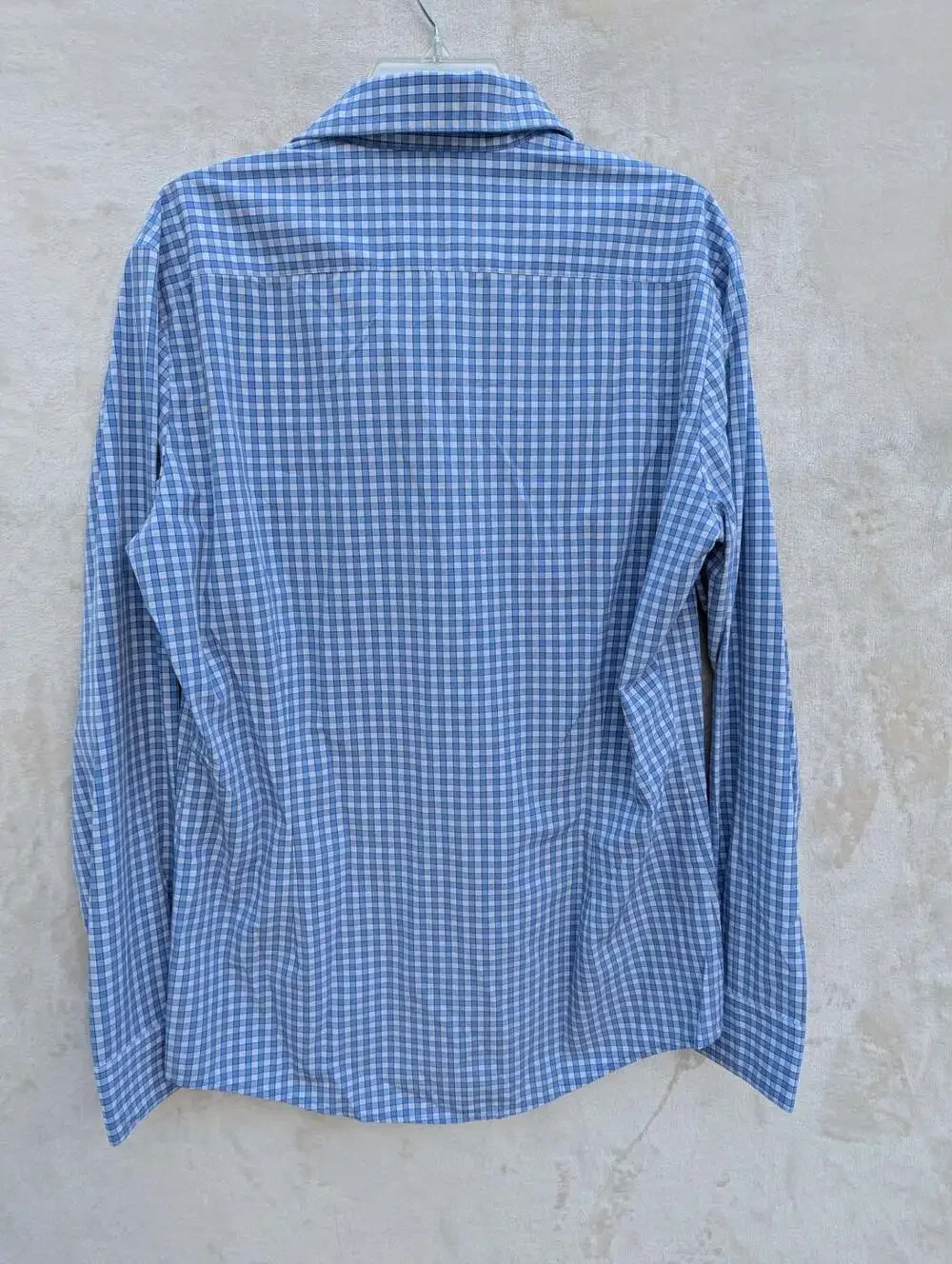 Mizzen + Main Leeward Blue Gingham Plaid Long Sleeve Button Down Large Trim Fit